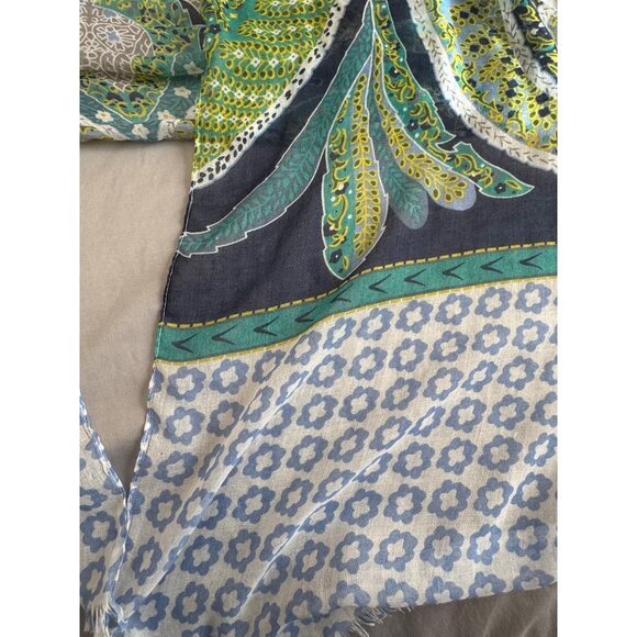 Colorful Paisley & Floral Lightweight Scarf/Shawl With Fringe Edges - Picture 3 of 9